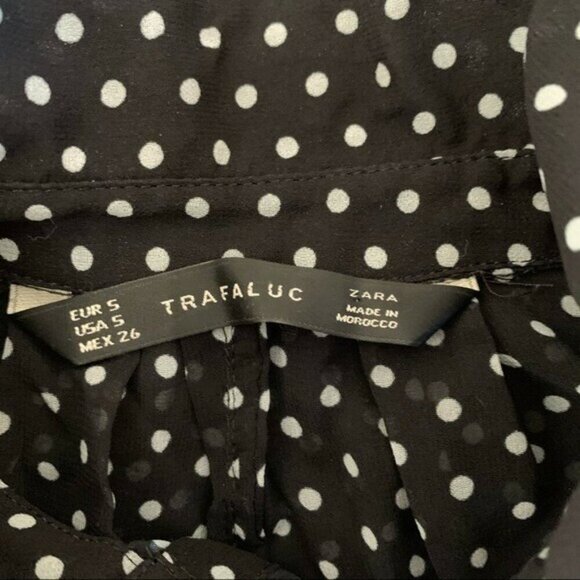 Zara Black Sheer Blouse Small Button Down Officewear Y2K - Picture 5 of 5